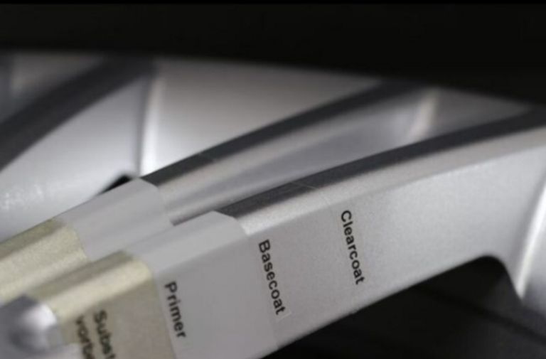 different layers of a powder coated metal substrate